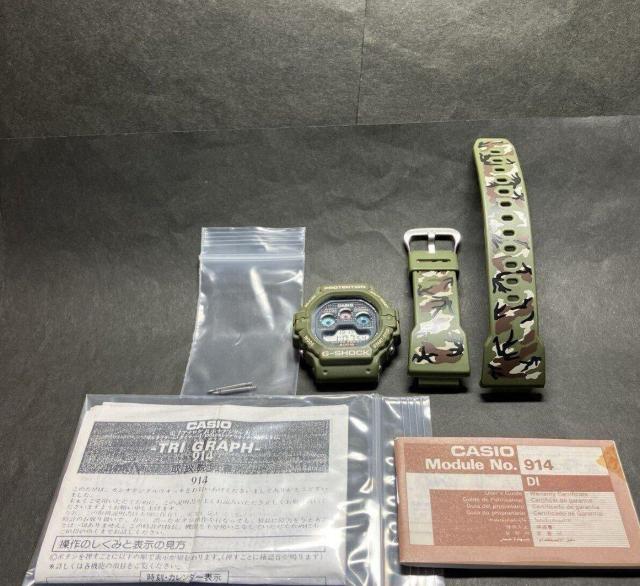 レア!!【珍品】G-SHOCK (初代三つ目)DW-5900 迷彩柄 本体、ベゼル バンド 説明書セット カーキ < 男性アクセサリー/時計  レア!!【珍品】G-SHOCK (初代三つ目)DW-5900 迷彩柄 本体、ベゼル バンド 説明書セット カーキ  < 男性アクセサリー/時計の