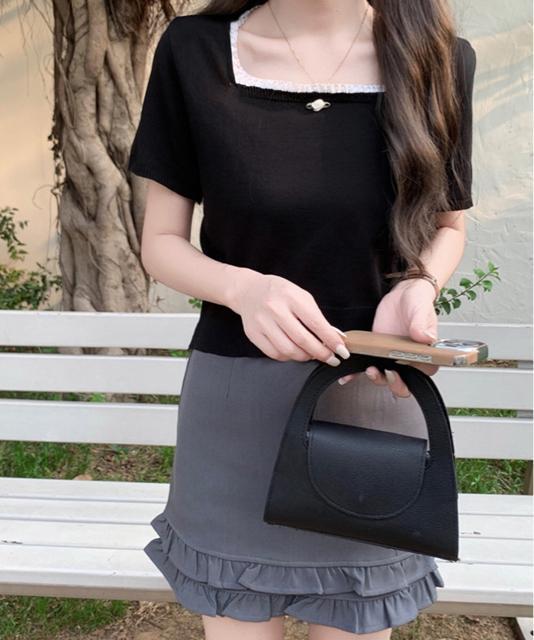 送料無料 新品 スクエアネック サマーニット トップス < 女性ファッション  送料無料 新品 スクエアネック サマーニット トップス < 女性ファッションの