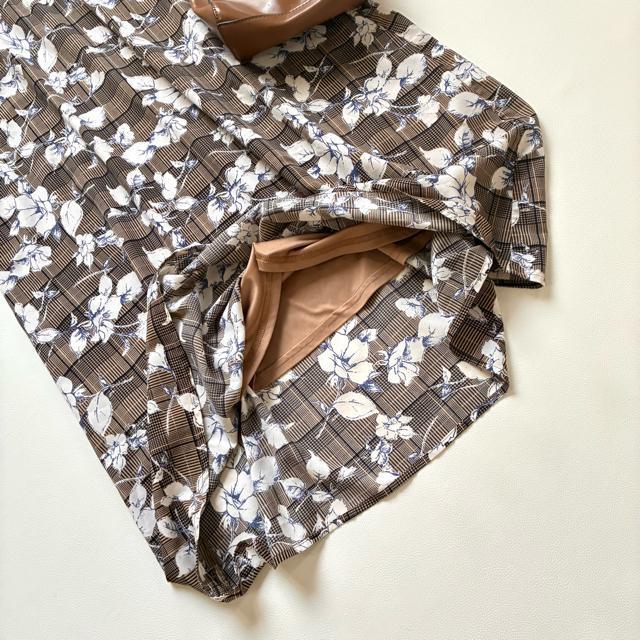 ◆美品◆ブージュルード◆花柄マキシワンピース◆五分袖◆フレア◆ブラウン茶◆M < ブランド  ◆美品◆ブージュルード◆花柄マキシワンピース◆五分袖◆フレア◆ブラウン茶◆M < ブランドの