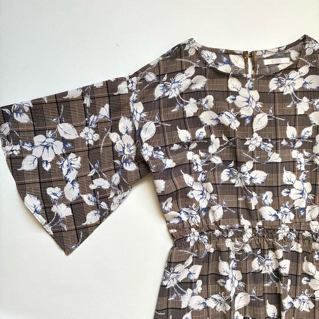 ◆美品◆ブージュルード◆花柄マキシワンピース◆五分袖◆フレア◆ブラウン茶◆M < ブランド  ◆美品◆ブージュルード◆花柄マキシワンピース◆五分袖◆フレア◆ブラウン茶◆M < ブランドの