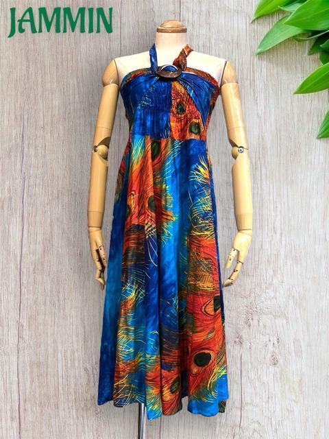 孔雀羽根柄フレアスカート ロングスカート アジアン ヒッピー エスニック < 女性ファッション  孔雀羽根柄フレアスカート ロングスカート アジアン ヒッピー エスニック < 女性ファッションの