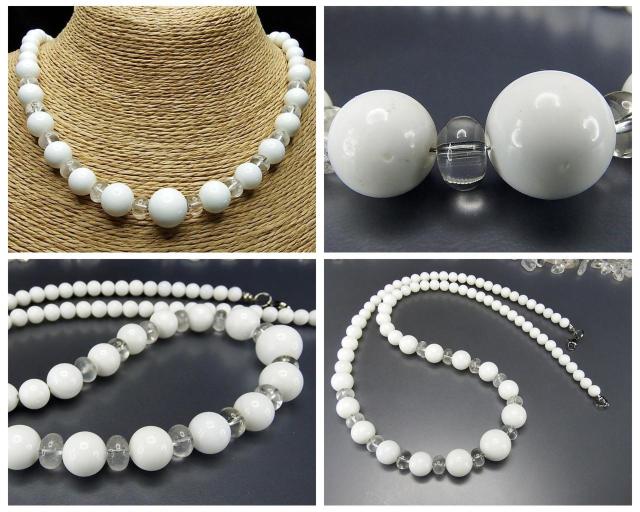 一点物マザーオブパール水晶ボタン天然石ネックレスワイヤー仕上げ < 女性アクセサリー/時計  一点物マザーオブパール水晶ボタン天然石ネックレスワイヤー仕上げ < 女性アクセサリー/時計の