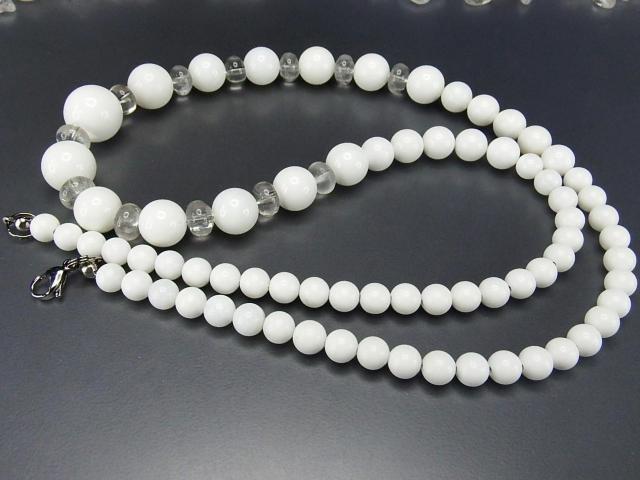 一点物マザーオブパール水晶ボタン天然石ネックレスワイヤー仕上げ < 女性アクセサリー/時計  一点物マザーオブパール水晶ボタン天然石ネックレスワイヤー仕上げ < 女性アクセサリー/時計の