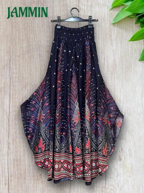 ペーズリー羽根柄ワイドパンツ ネイビー エスニック アジアン ヒッピー < 女性ファッション ペーズリー羽根柄ワイドパンツ ネイビー エスニック アジアン ヒッピー < 女性ファッションの