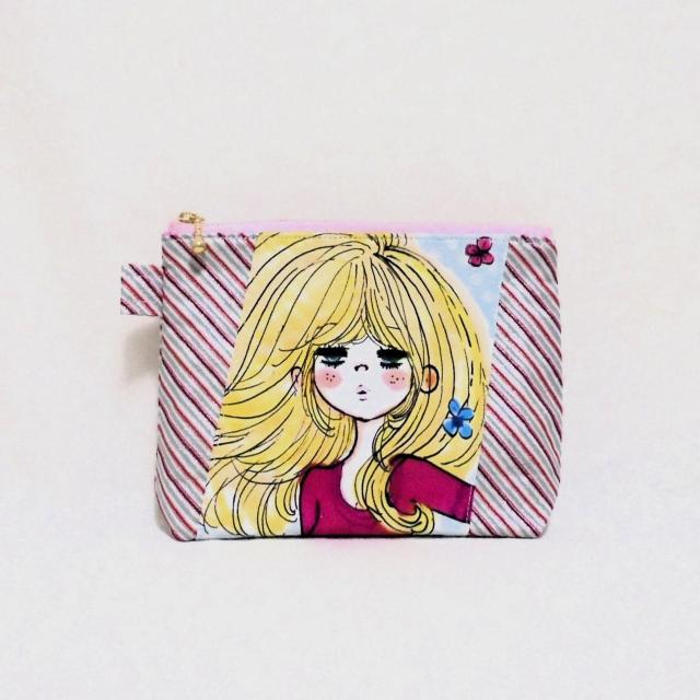 ◆亜土ちゃん◆たなびく女の子×赤ラメst◆ファスナーポーチ◆水森亜土 < 女性ファッション  ◆亜土ちゃん◆たなびく女の子×赤ラメst◆ファスナーポーチ◆水森亜土  < 女性ファッションの
