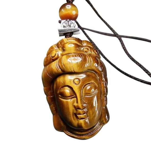 色合い極上タイガーアイ天然石観音菩薩様ペンダントトップ紐ネックレス < 女性アクセサリー/時計  色合い極上タイガーアイ天然石観音菩薩様ペンダントトップ紐ネックレス  < 女性アクセサリー/時計の
