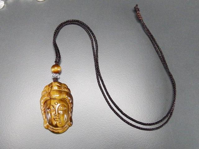 色合い極上タイガーアイ天然石観音菩薩様ペンダントトップ紐ネックレス < 女性アクセサリー/時計  色合い極上タイガーアイ天然石観音菩薩様ペンダントトップ紐ネックレス < 女性アクセサリー/時計の