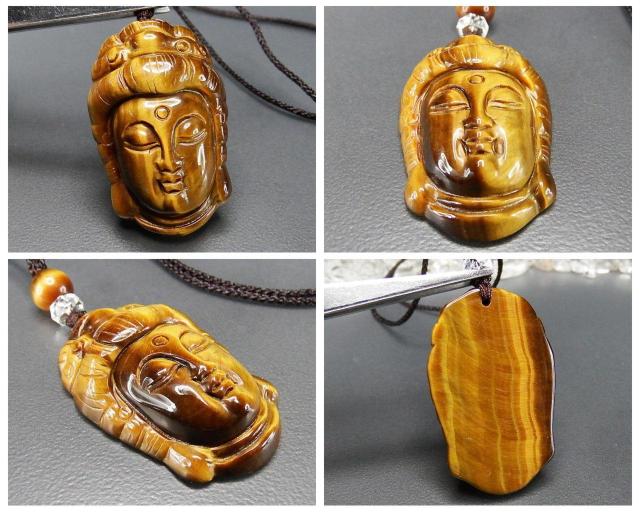 色合い極上タイガーアイ天然石観音菩薩様ペンダントトップ紐ネックレス < 女性アクセサリー/時計  色合い極上タイガーアイ天然石観音菩薩様ペンダントトップ紐ネックレス < 女性アクセサリー/時計の