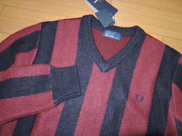 新品フレッドペリーFRED PERRYモヘヤ混ニットXSストライプV字 < ブランド 新品フレッドペリーFRED PERRYモヘヤ混ニットXSストライプV字 < ブランドの