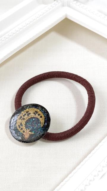 夜空の月と猫のヘアゴム  レジン  ハンドメイド < 女性ファッション  夜空の月と猫のヘアゴム  レジン  ハンドメイド < 女性ファッションの