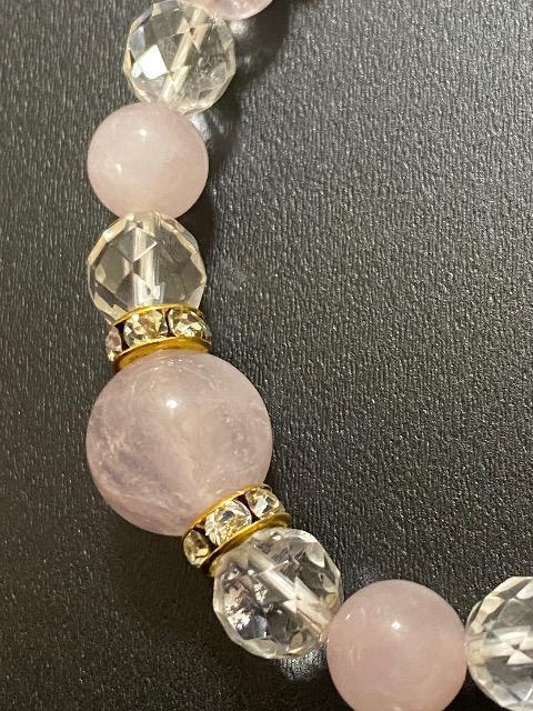 【天然石】ローズクォーツ×水晶のブレスレット★ < 女性アクセサリー/時計  【天然石】ローズクォーツ×水晶のブレスレット★ < 女性アクセサリー/時計の