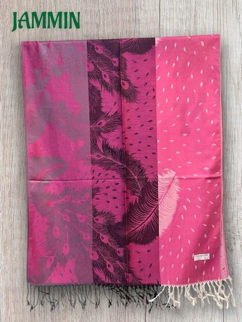 孔雀羽根柄ストール アジアン ストール パシュミナ ピンク < 女性ファッション 孔雀羽根柄ストール アジアン ストール パシュミナ ピンク < 女性ファッションの