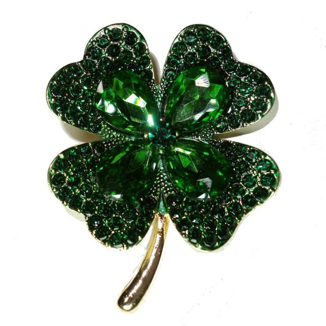 ビッグサイズ 緑色 四葉のクローバー クローバー バッジ ブローチ ラペルピン ピンバッジ ラインストーン < 女性アクセサリー/時計 ビッグサイズ 緑色 四葉のクローバー クローバー バッジ ブローチ ラペルピン ピンバッジ ラインストーン < 女性アクセサリー/時計の