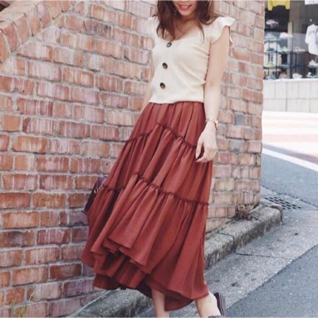 ◆rienda/リエンダ◆シフォンティアードJ/Wロングスカート★ブラウンS*ギャルコーデ♪ < ブランド  ◆rienda/リエンダ◆シフォンティアードJ/Wロングスカート★ブラウンS*ギャルコーデ♪  < ブランドの