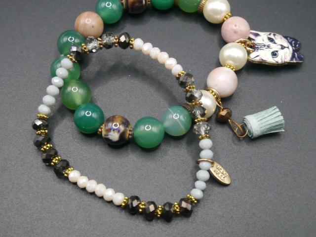 新品 ゴスロリ姫系 アンティーク調可愛いネコ猫ちゃん2連ブレスレット 緑系 < 女性アクセサリー/時計 新品 ゴスロリ姫系 アンティーク調可愛いネコ猫ちゃん2連ブレスレット 緑系 < 女性アクセサリー/時計の