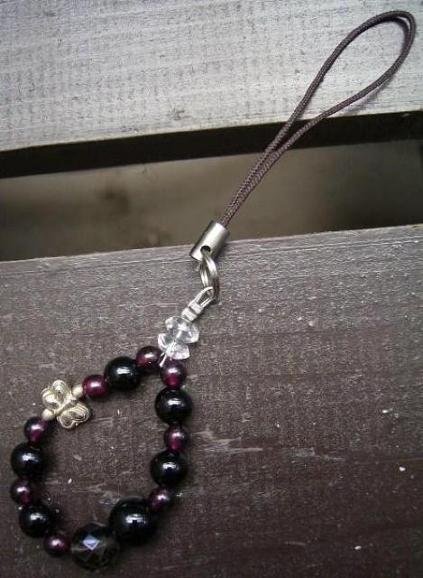 *蝶*ガーネットxオニキスx茶水晶ストラップ < 家電/AV *蝶*ガーネットxオニキスx茶水晶ストラップ < 家電/AVの