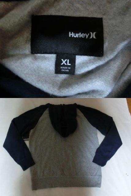 USA購入【hurley】ロゴプリント プルオーバーパーカーUS XL灰x紺 < ブランド  USA購入【hurley】ロゴプリント プルオーバーパーカーUS XL灰x紺 < ブランドの