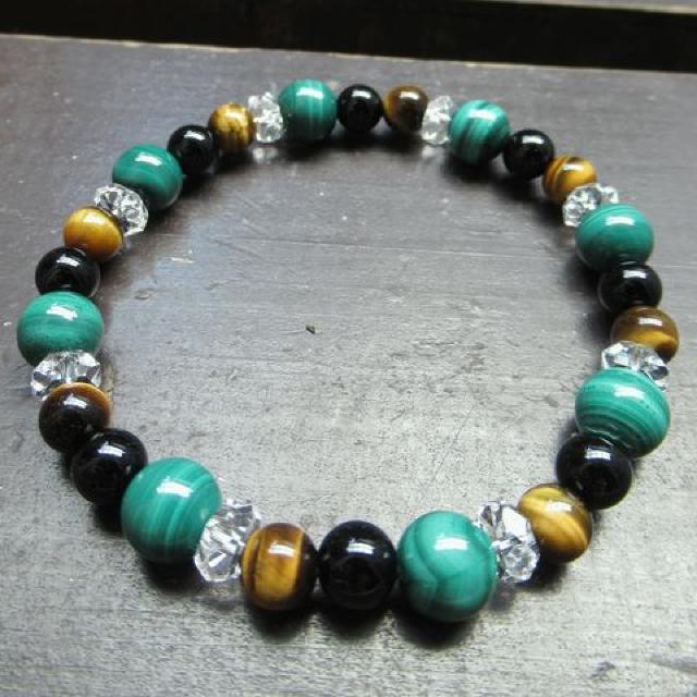 マラカイトxオニキスxタイガーアイブレスレット < 女性アクセサリー/時計 マラカイトxオニキスxタイガーアイブレスレット < 女性アクセサリー/時計の
