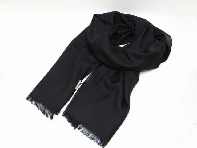 グッチ GG柄 ウール×シルク ストール マフラー ブラック 新品同様【送料無料】 < ブランド グッチ GG柄 ウール×シルク ストール マフラー ブラック 新品同様【送料無料】 < ブランドの