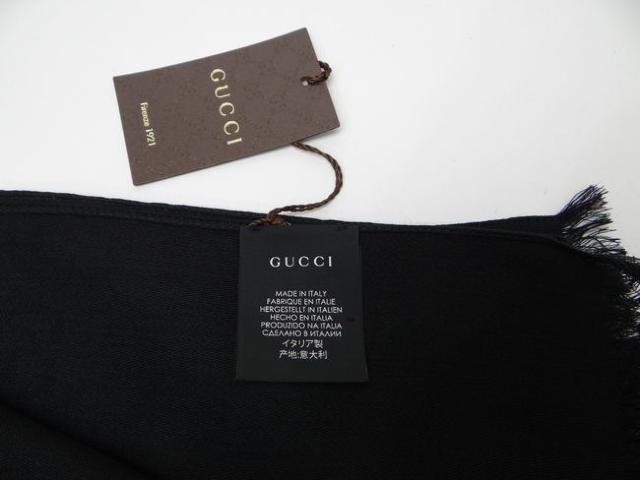 グッチ GG柄 ウール×シルク ストール マフラー ブラック 新品同様【送料無料】 < ブランド グッチ GG柄 ウール×シルク ストール マフラー ブラック 新品同様【送料無料】 < ブランドの