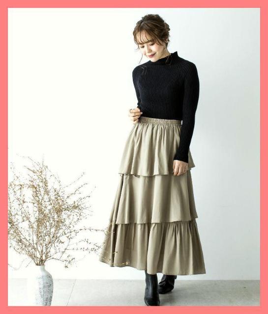 ☆超美品☆大人カワイイ♪3段フリルレーヨンフレアロングスカート☆ < 女性ファッション  ☆超美品☆大人カワイイ♪3段フリルレーヨンフレアロングスカート☆ < 女性ファッションの