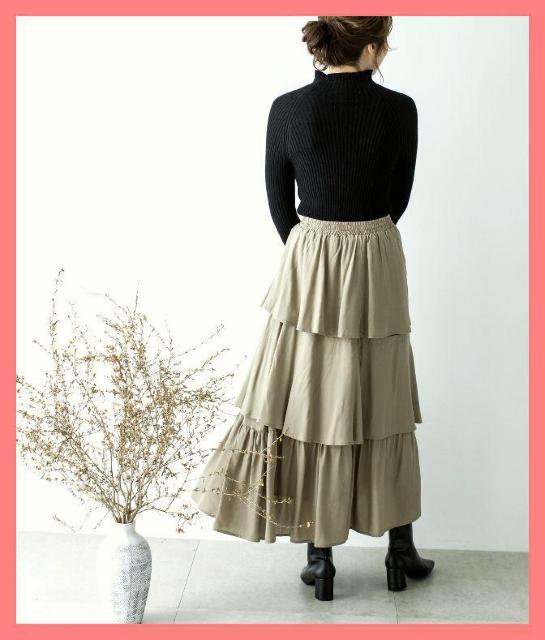 ☆超美品☆大人カワイイ♪3段フリルレーヨンフレアロングスカート☆ < 女性ファッション  ☆超美品☆大人カワイイ♪3段フリルレーヨンフレアロングスカート☆ < 女性ファッションの