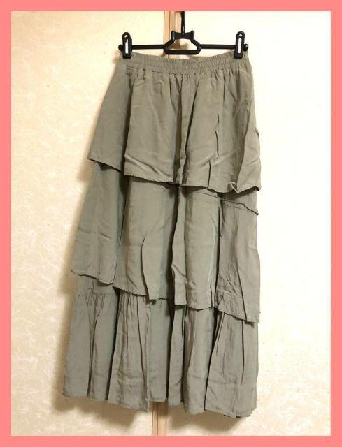 ☆超美品☆大人カワイイ♪3段フリルレーヨンフレアロングスカート☆ < 女性ファッション  ☆超美品☆大人カワイイ♪3段フリルレーヨンフレアロングスカート☆ < 女性ファッションの
