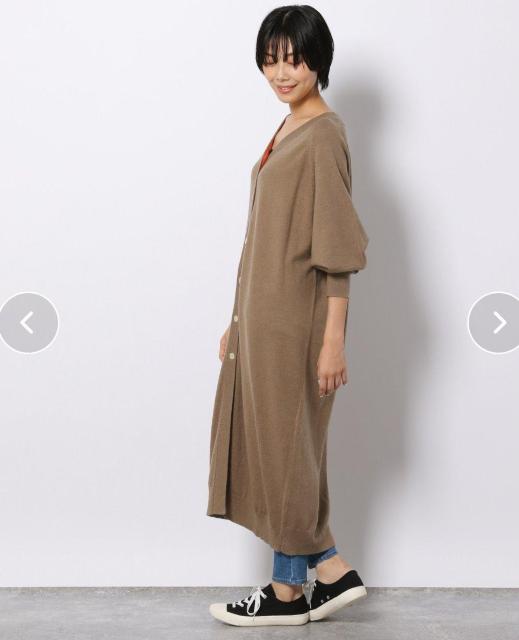 LAKOLE ラコレ 2wayニットワンピース/ニットカーディガン キャメル×オレンジライン  ロングカーディガン < 女性ファッション  LAKOLE ラコレ 2wayニットワンピース/ニットカーディガン キャメル×オレンジライン  ロングカーディガン < 女性ファッションの