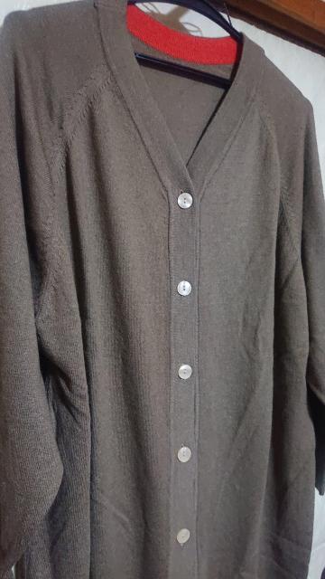 LAKOLE ラコレ 2wayニットワンピース/ニットカーディガン キャメル×オレンジライン  ロングカーディガン < 女性ファッション  LAKOLE ラコレ 2wayニットワンピース/ニットカーディガン キャメル×オレンジライン  ロングカーディガン < 女性ファッションの