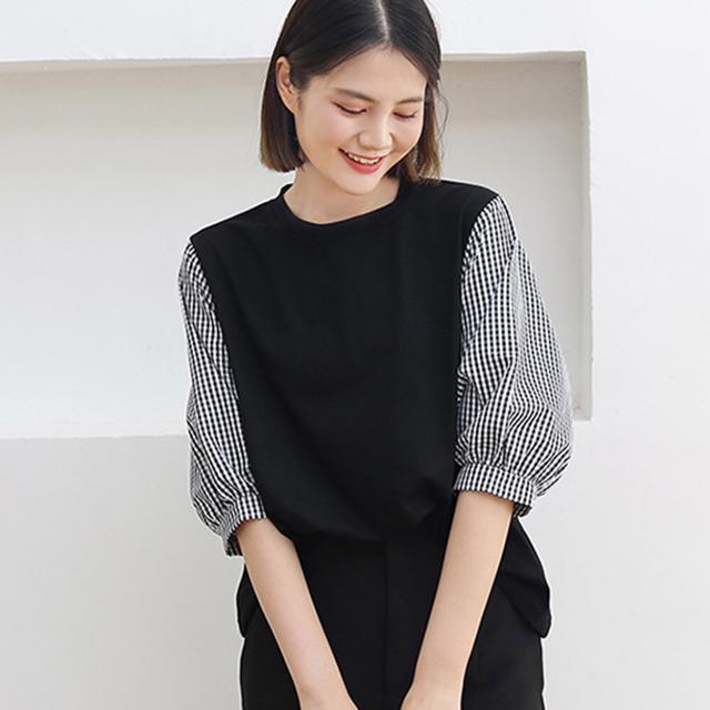 送料無料 新品 ドッキングトップス クルーネックブラウス < 女性ファッション  送料無料 新品 ドッキングトップス クルーネックブラウス < 女性ファッションの