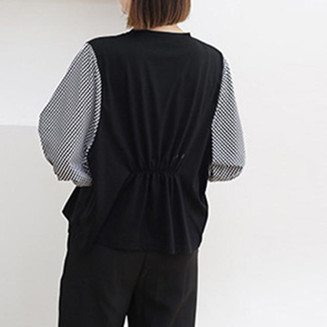 送料無料 新品 ドッキングトップス クルーネックブラウス < 女性ファッション  送料無料 新品 ドッキングトップス クルーネックブラウス < 女性ファッションの