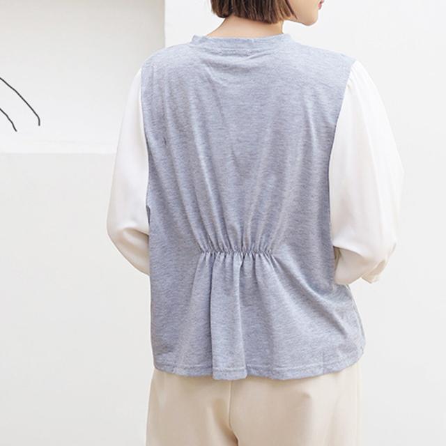 送料無料 新品 ドッキングトップス クルーネックブラウス < 女性ファッション  送料無料 新品 ドッキングトップス クルーネックブラウス < 女性ファッションの