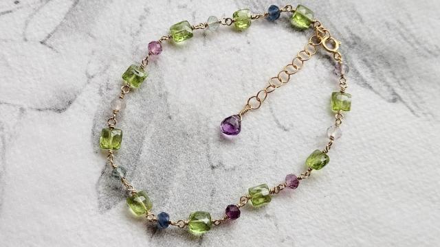 14kgf*ペリドットとフローライトのブレスレット*24019 < 女性アクセサリー/時計 14kgf*ペリドットとフローライトのブレスレット*24019 < 女性アクセサリー/時計の