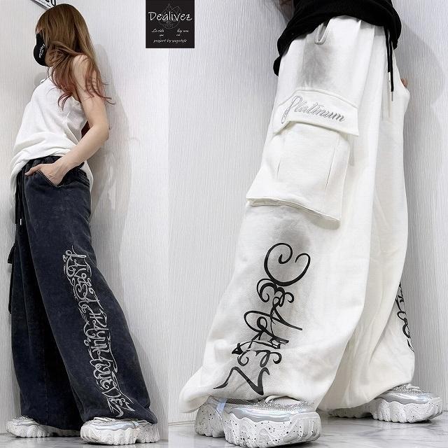 NEW最新wXL【Dealivez】Platinum・ピンスト 特殊加工 刺繍 Wide ワイドパンツ < 男性ファッション  NEW最新wXL【Dealivez】Platinum・ピンスト 特殊加工 刺繍 Wide ワイドパンツ  < 男性ファッションの
