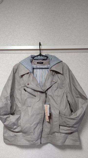 大きいサイズ★合皮フード付ライダースジャケット★3L★ < 女性ファッション  大きいサイズ★合皮フード付ライダースジャケット★3L★  < 女性ファッションの