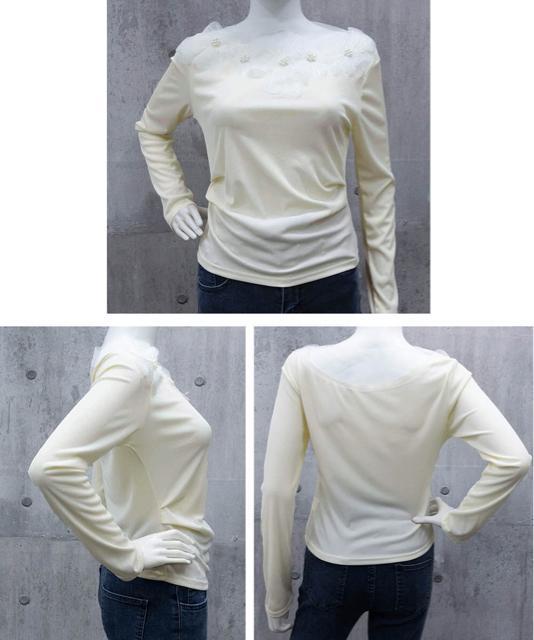 送料無料 新品 花柄装飾 長袖 リブトップス 韓国風 < 女性ファッション  送料無料 新品 花柄装飾 長袖 リブトップス 韓国風 < 女性ファッションの