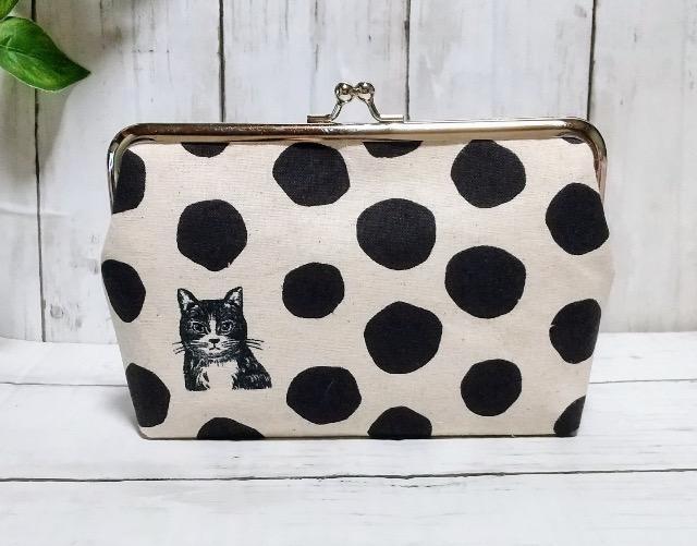 北欧 ドット 水玉 猫 角型がま口 通帳ケース 小物入れ 多目的ポーチ < 女性ファッション 北欧 ドット 水玉 猫 角型がま口 通帳ケース 小物入れ 多目的ポーチ < 女性ファッションの