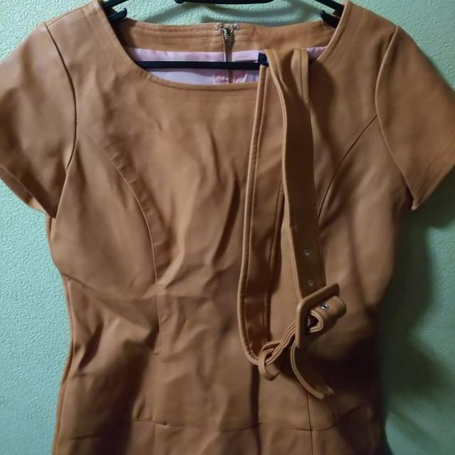 秋冬仕様★新品★合皮半袖ワンピ/レンガ < 女性ファッション  秋冬仕様★新品★合皮半袖ワンピ/レンガ < 女性ファッションの