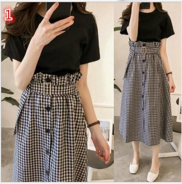 セットアップ 半袖/カジュアル コーデ/2点セットベルト付き < 女性ファッション  セットアップ 半袖/カジュアル コーデ/2点セットベルト付き  < 女性ファッションの