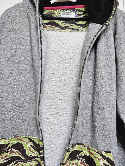 GROOVER  GRAND  グレー×迷彩 ジップアップパーカー XL < 男性ファッション  GROOVER  GRAND  グレー×迷彩 ジップアップパーカー XL < 男性ファッションの