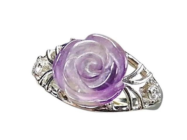 一点物アメジストバラ手彫り指輪リングAAA天然石約13号U0643Za < 女性アクセサリー/時計  一点物アメジストバラ手彫り指輪リングAAA天然石約13号U0643Za  < 女性アクセサリー/時計の