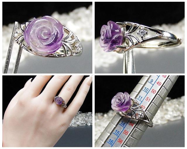 一点物アメジストバラ手彫り指輪リングAAA天然石約13号U0643Za < 女性アクセサリー/時計  一点物アメジストバラ手彫り指輪リングAAA天然石約13号U0643Za < 女性アクセサリー/時計の