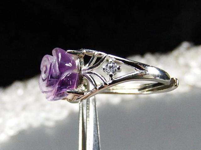 一点物アメジストバラ手彫り指輪リングAAA天然石約13号U0643Za < 女性アクセサリー/時計  一点物アメジストバラ手彫り指輪リングAAA天然石約13号U0643Za < 女性アクセサリー/時計の