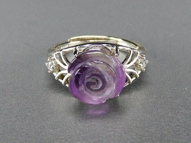 一点物アメジストバラ手彫り指輪リングAAA天然石約13号U0643Za < 女性アクセサリー/時計  一点物アメジストバラ手彫り指輪リングAAA天然石約13号U0643Za < 女性アクセサリー/時計の