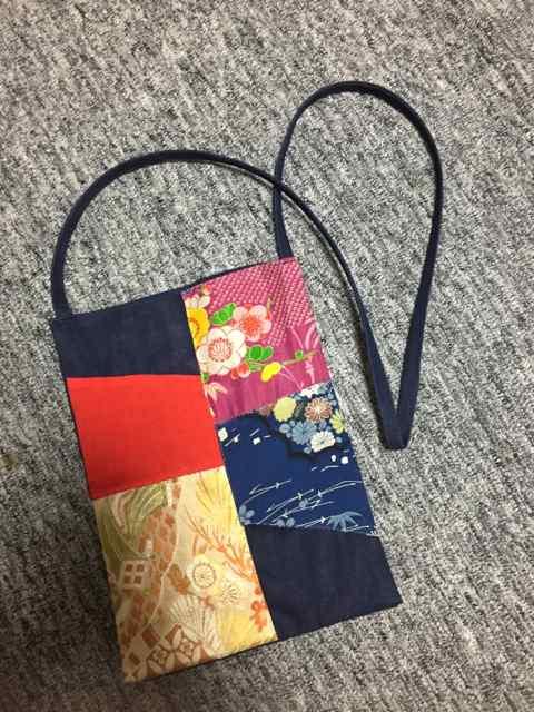 デニム×和柄布 斜め掛け ショルダーバッグ < 女性ファッション  デニム×和柄布 斜め掛け ショルダーバッグ  < 女性ファッションの