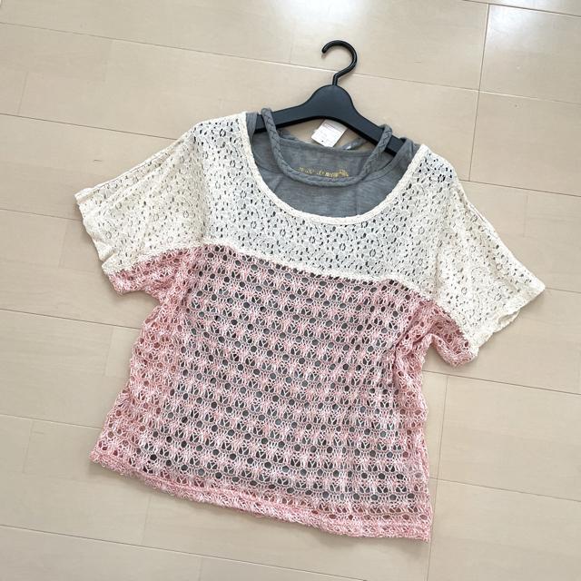 新品 レースサマーニット タンクトップ プルオーバー2点セット < 女性ファッション  新品 レースサマーニット タンクトップ プルオーバー2点セット  < 女性ファッションの