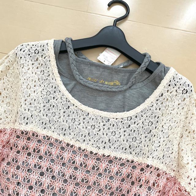 新品 レースサマーニット タンクトップ プルオーバー2点セット < 女性ファッション  新品 レースサマーニット タンクトップ プルオーバー2点セット < 女性ファッションの