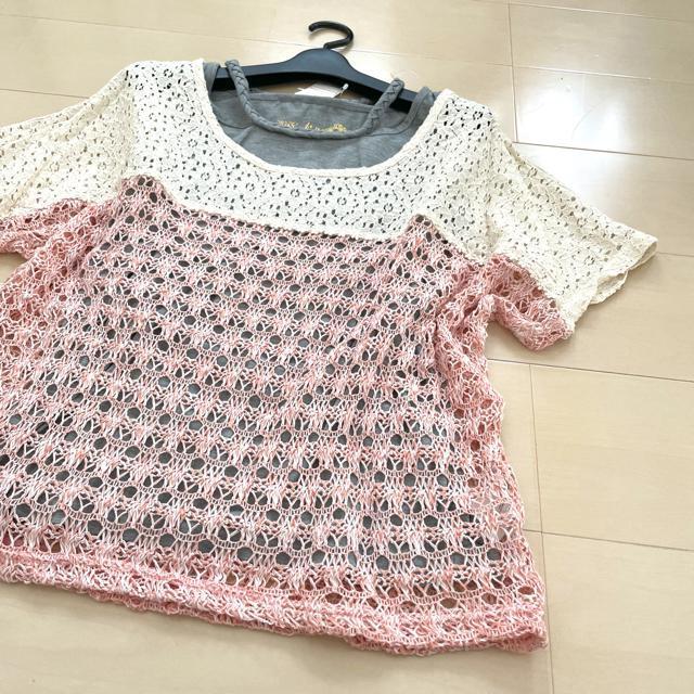 新品 レースサマーニット タンクトップ プルオーバー2点セット < 女性ファッション  新品 レースサマーニット タンクトップ プルオーバー2点セット < 女性ファッションの