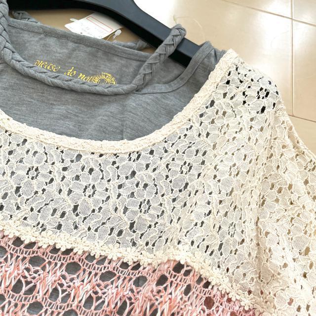 新品 レースサマーニット タンクトップ プルオーバー2点セット < 女性ファッション  新品 レースサマーニット タンクトップ プルオーバー2点セット < 女性ファッションの