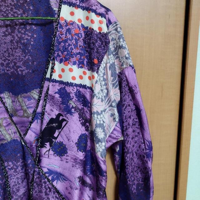 TSUMORI CHISATO 紫 絹100 森のくまさん柄カシュクールブラウス < ブランド  TSUMORI CHISATO 紫 絹100 森のくまさん柄カシュクールブラウス < ブランドの